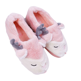BUGO Pantuflas de Mujer con Piel, Reno, Reno Rosas rosado BUGO Pantuflas de Mujer con Piel, Reno, Reno Rosas rosado