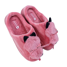 BUGO Pantuflas de Mujer con Piel Gatito Gatito Rojo