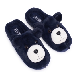 BUGO Pantuflas de Mujer con Piel de Osito de Peluche azul marino