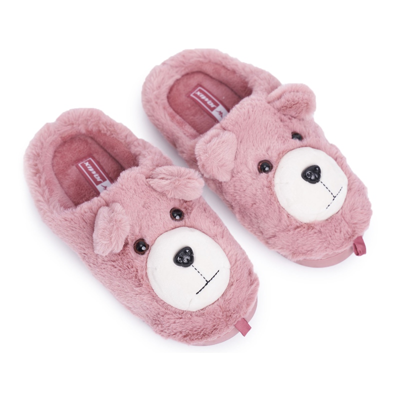 Pantuflas de Mujer con Piel de Oso Rojo