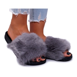 Pantuflas de Mujer con Piel Gris y Negra negro