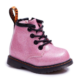 FRROCK Botas cálidas para niños con cremallera, Lacado Glitter Pink Mistor rosa