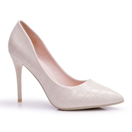 PS1 Stilettos de mujer Estampado de cocodrilo Beige Flop