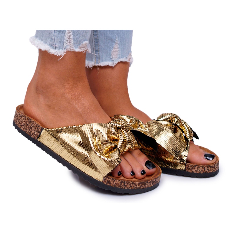 Pantuflas de Mujer con Lazo Golden Metalics dorado