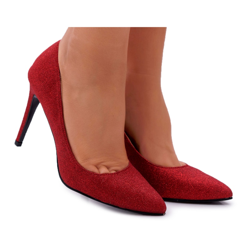 Zapatos de tacón de mujer Lu Boo Glitter Red D-57 Valerii negro