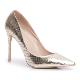 Tacones altos de mujer Lu Boo Snake Skin Gold BC-791 dorado