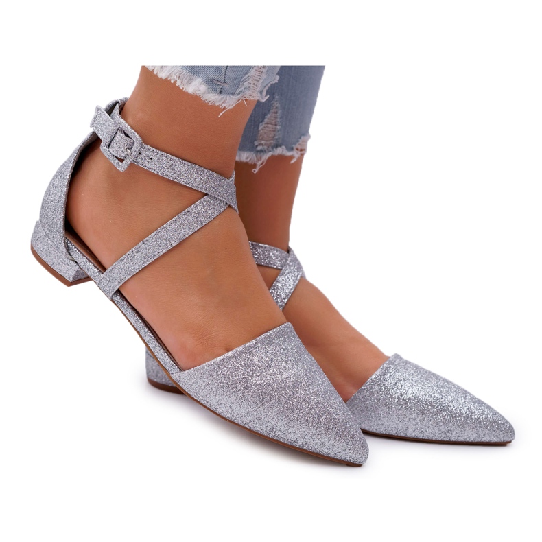 PS1 Bailarinas con purpurina para mujer en Spitz Silver Vontare gris