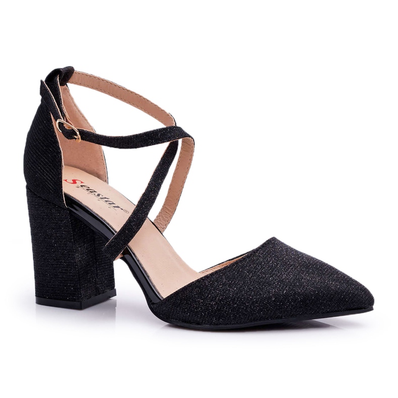 SEA De Mujer Zapatos De Tacón Con Purpurina Negro Perset multicolor