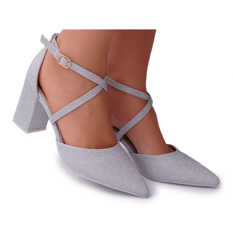 SEA De Mujer Zapatos De Tacón Con Purpurina Plateado Perset gris