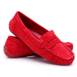 PS1 Mocasines tipo bolero de ante rojo para mujer PS1 Mocasines tipo bolero de ante rojo para mujer