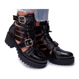 SEA De Mujer Botas Con Tacón Plano Primavera Lacado Negro Sencillo