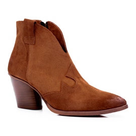 Nicole Botas de Mujer en Cuero Marrón con Tacón Chavai