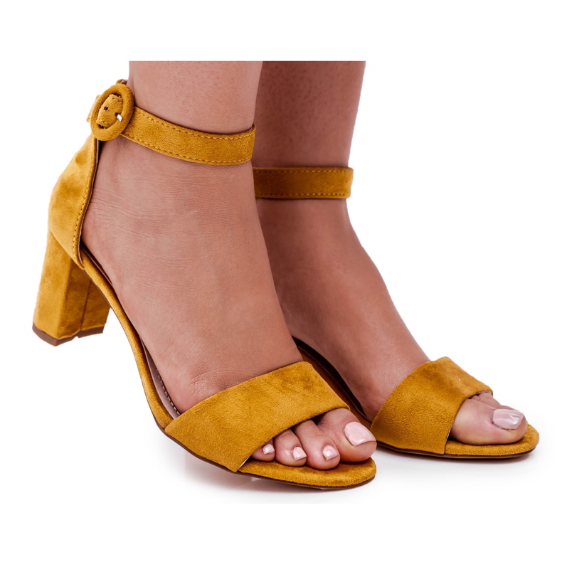 EVE Sandalias De Mujer Con Tacón Ante Amarillo Lexi