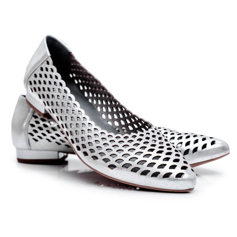 Exquisite Bailarinas Mujer Plata Cuero Exquisito 1107/1 gris