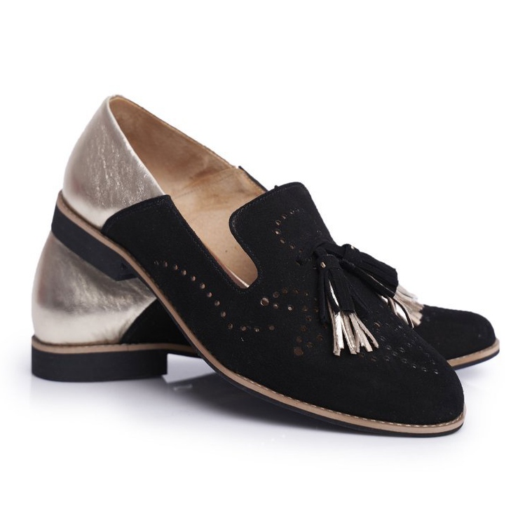 Mocasines de cuero Brogues Maciejka para mujer Negro 04484-01 / 00-5