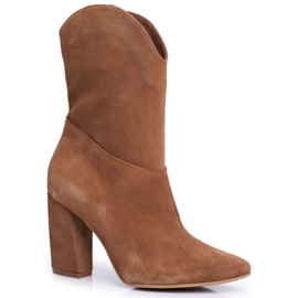 Botas Mujer Piel en Tacón Laura Messi Camel 2123 marrón
