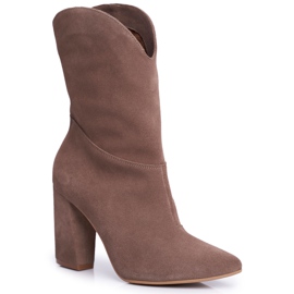 Botas Mujer Piel en Tacón Laura Messi Khaki 2123 caqui