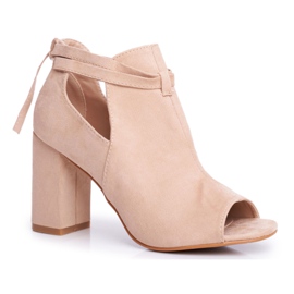 Vinceza De Mujer Botas Sandalias Con Tacón Puntera Abierta Beige Grises