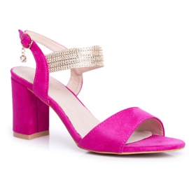 S.Barski Sandalias De Mujer Con Tacón Ante Fucsia Enjoy rosado