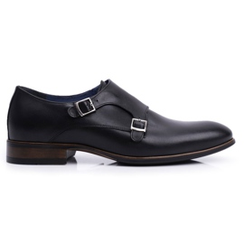 Brogues de cuero para hombre Monk Nikopol Black 1720 negro