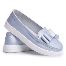 S.Barski Mocasines de Mujer en Piel Azul Lovren