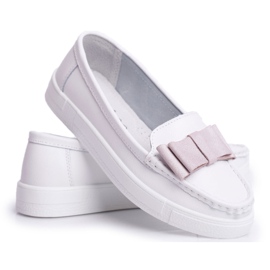 S.Barski Mocasines de Mujer en Piel Blanca y Rosa Lovren rosado