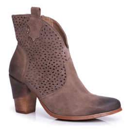 Exquisite Botas De Mujer Con Tacón Cuero Terciopelo Botas Vaqueras Exquisito Beige 1170