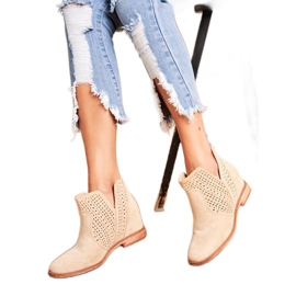 De mujer Botas Con Tacón Plano Ante Calado Tonos beige claro