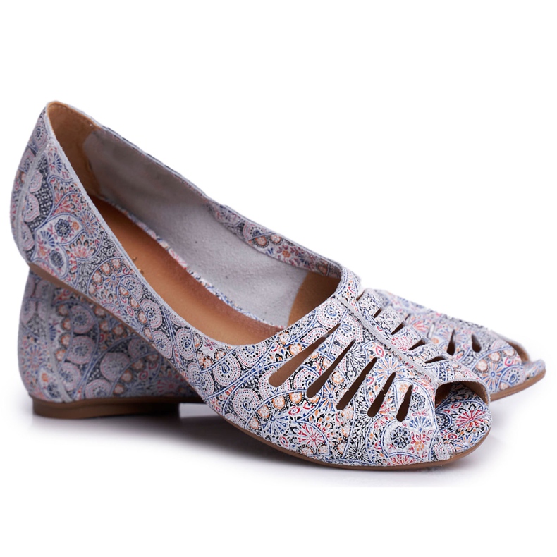 Bailarinas Mujer Maciejka Cuero Blanco y Azul con estampados 03497-13 multicolor