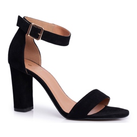 Sandalias De Mujer Con Tacón Piel Laura Messi Negro Iliady 1760