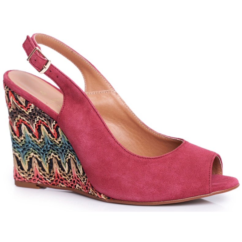 Sandalias Mujer Con Cuña Laura Messi Piel Burdeos 1964 rojo