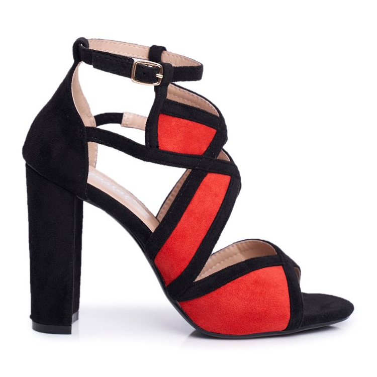 SEA De Mujer Sandalias Con Tacón Ante Negro Rojo Emolly
