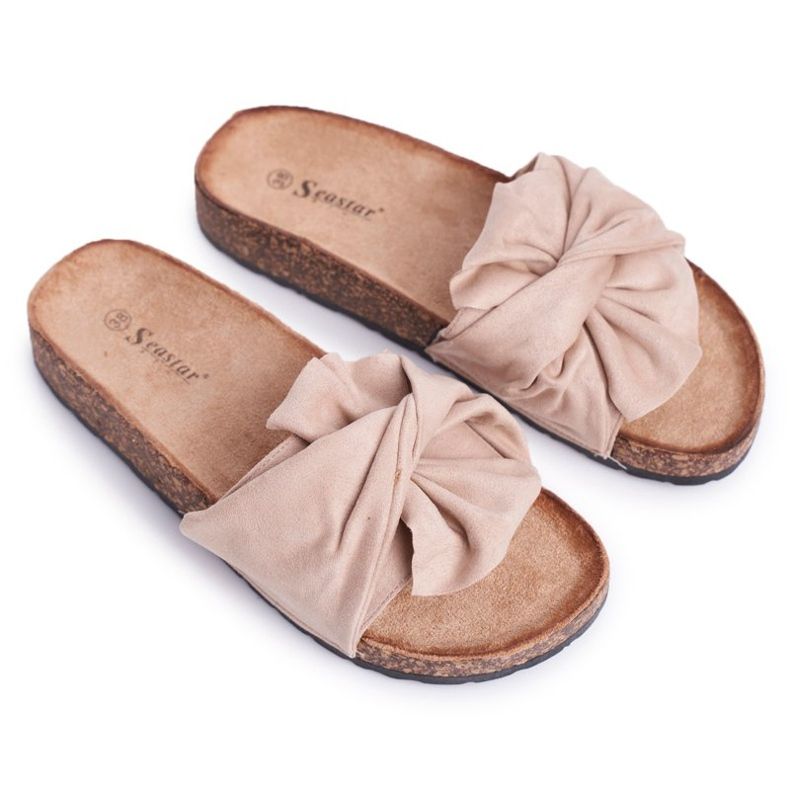 PS1 Pantuflas De Mujer En Corcho Lazos Felis Beige PS1 Pantuflas De Mujer En Corcho Lazos Felis Beige