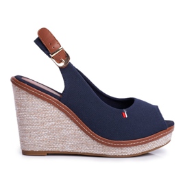 SEA Sandalias Mujer Con Cuña Azul Marino Tommy