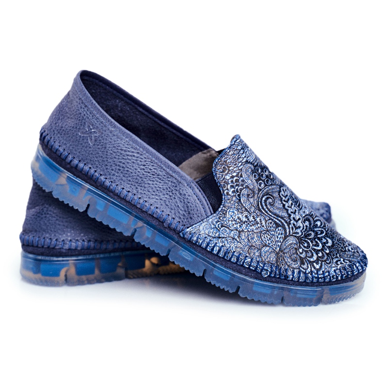 Brogues para mujer Maciejka Slip-on Leather Azul marino 03512-45