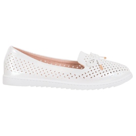 Weide Mocasines calados con purpurina blanco gris Weide Mocasines calados con purpurina blanco gris