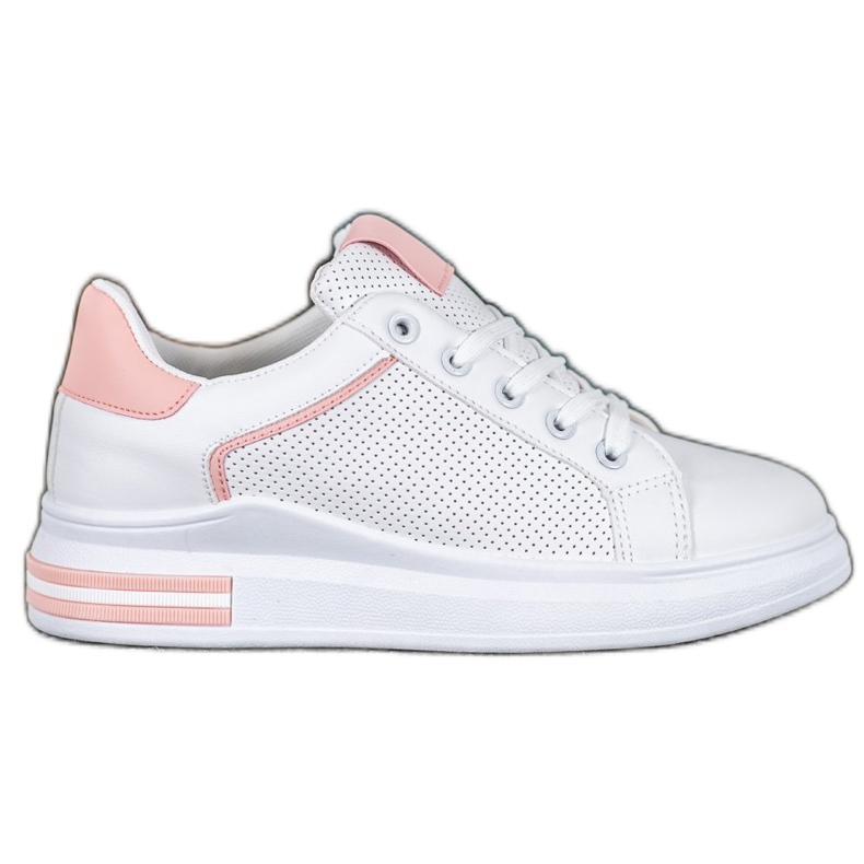 Weide Zapatillas de cuero ecológico blanco rosado
