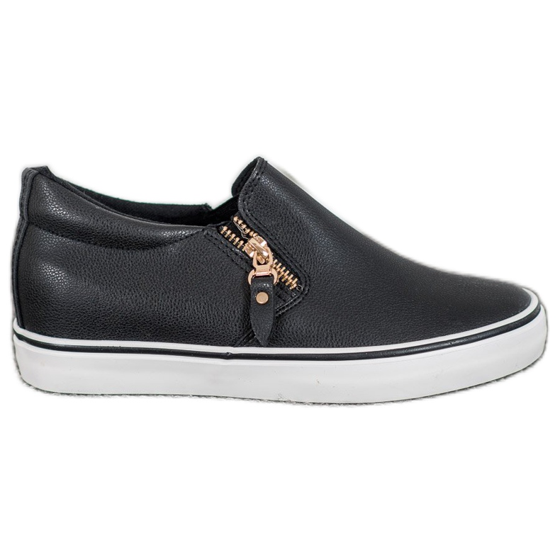 SHELOVET Slipons negros con cremallera