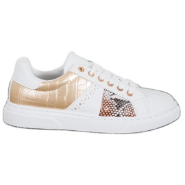 SHELOVET Cómodas zapatillas blancas blanco amarillo