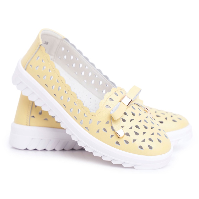 S.Barski Mocasines de mujer, cuero calado LR71515 Amarillo Murrieta