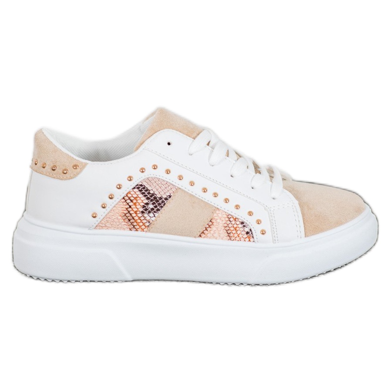 SHELOVET Zapatillas de moda en la plataforma blanco marrón