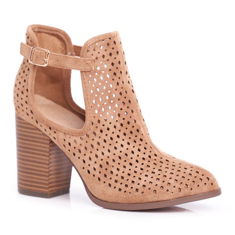 Botas De Mujer En Tacón Ante Calado Camel Morrena marrón Botas De Mujer En Tacón Ante Calado Camel Morrena marrón