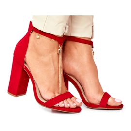 FW1 Sandalias de ante rojo en una barra con flecos Annick