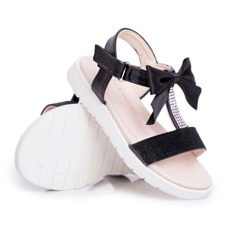 FRROCK Sandalias Infantiles Con Velcro Para Niña Negra Bella negro