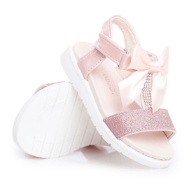 FRROCK Sandalias Infantiles Con Velcro Para Niña Champagne Bella rosado amarillo
