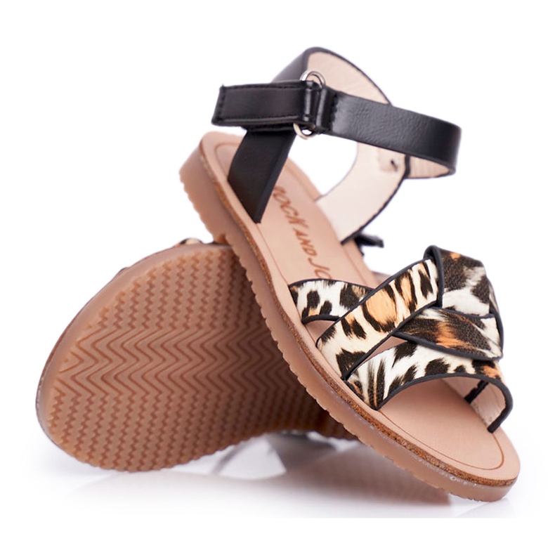 FRROCK Sandalias Infantiles Con Velcro Para Niña Leopardo Mimi negro FRROCK Sandalias Infantiles Con Velcro Para Niña Leopardo Mimi negro