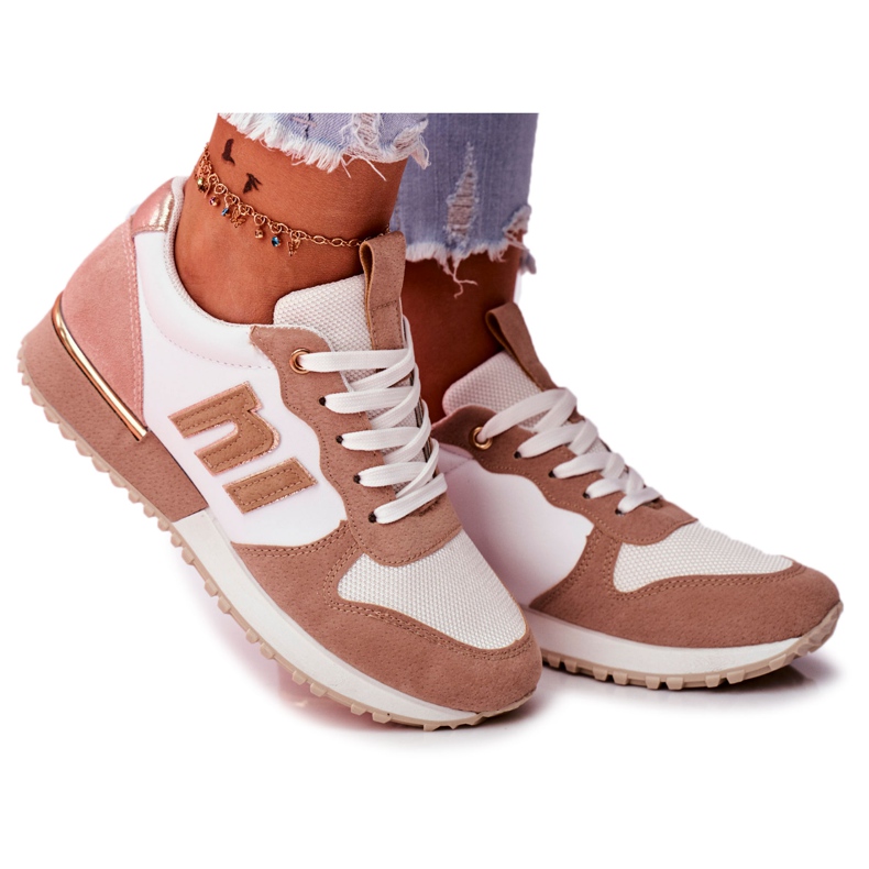 BUGO Zapatillas Deportivas Mujer Blancas y Beige Funky blanco marrón rosado