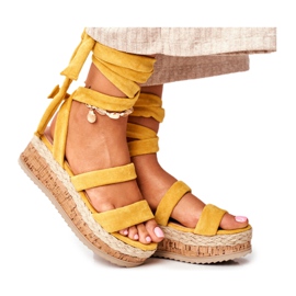 HAN Sandalias favoritas de las mujeres amarillas en la plataforma amarillo HAN Sandalias favoritas de las mujeres amarillas en la plataforma amarillo