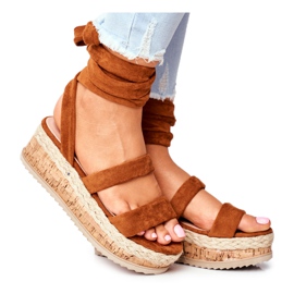 FS1 Sandalias De Mujer En La Plataforma Atado Camel La Favorite marrón