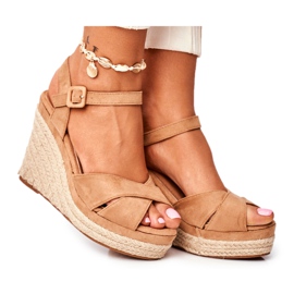 HAN Sandalias Mujer Con Cuña Beige Sevilla